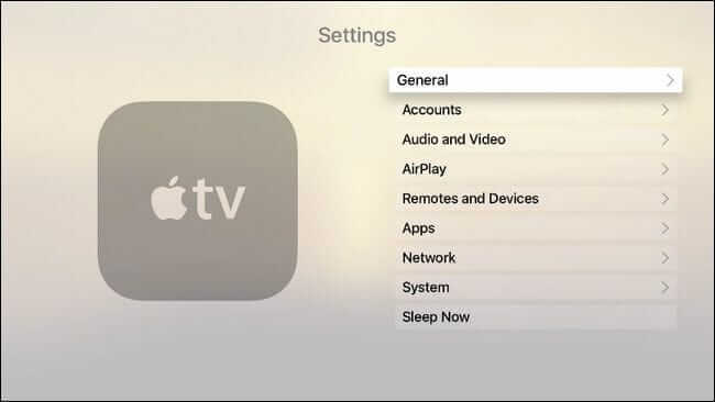 Click on General and select Network to connect Apple TV to WIFI