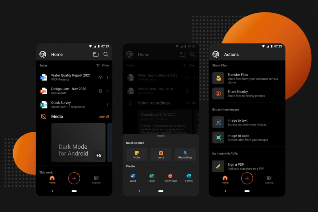 Dark mode applied on your office app in Android