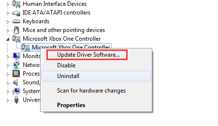 Select Update Driver Software for Xbox Controller is not working on PC