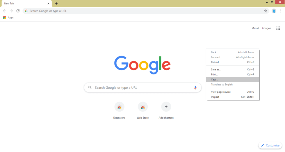 right click on Chrome and select cast option