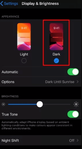 select dark to enable evernote dark mode