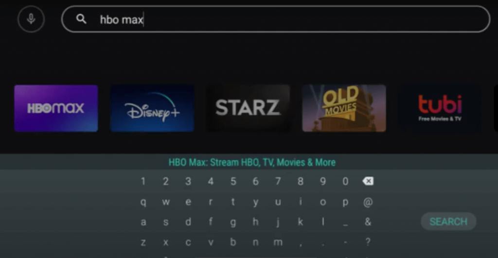 search for the HBO Max application