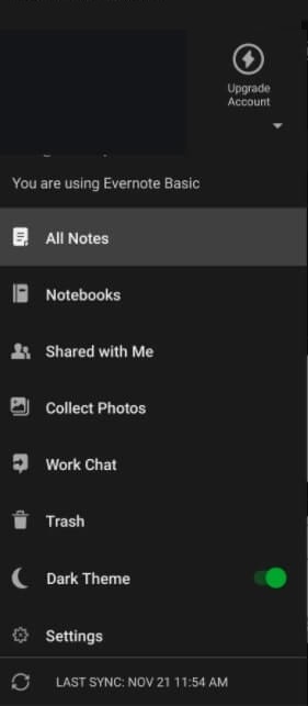 Evernote Dark Mode on Android