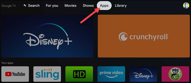 Click Apps tab to watch Chromecast on  Apple TV 
