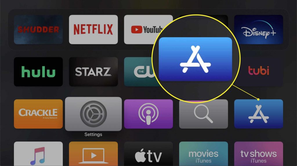 open app store to watch E channel on Apple TV