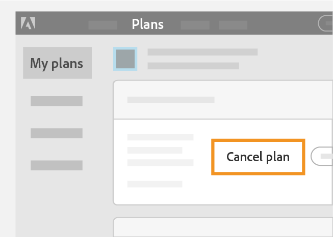 click on cancel to Cancel Adobe Creative Cloud Subscription