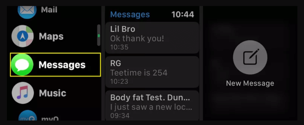 click on messages to text on apple watch