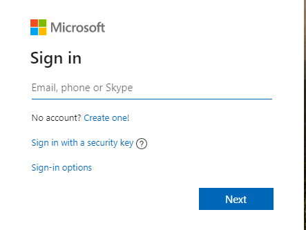 Sign in with your outlook credentials