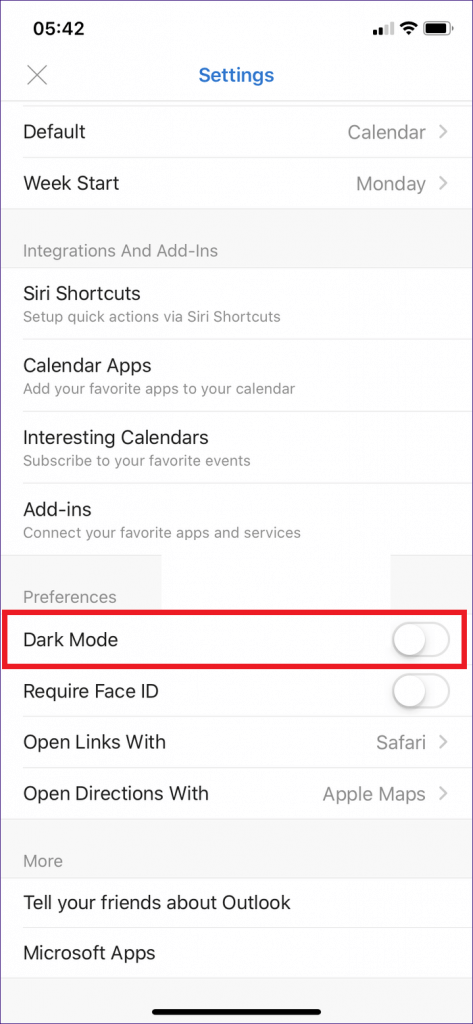 enable the dark mode on