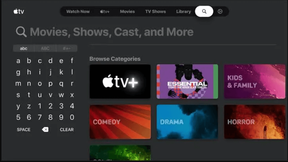 tap the search icon to watch boomerang on apple tv