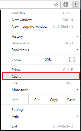 click cast from the menu