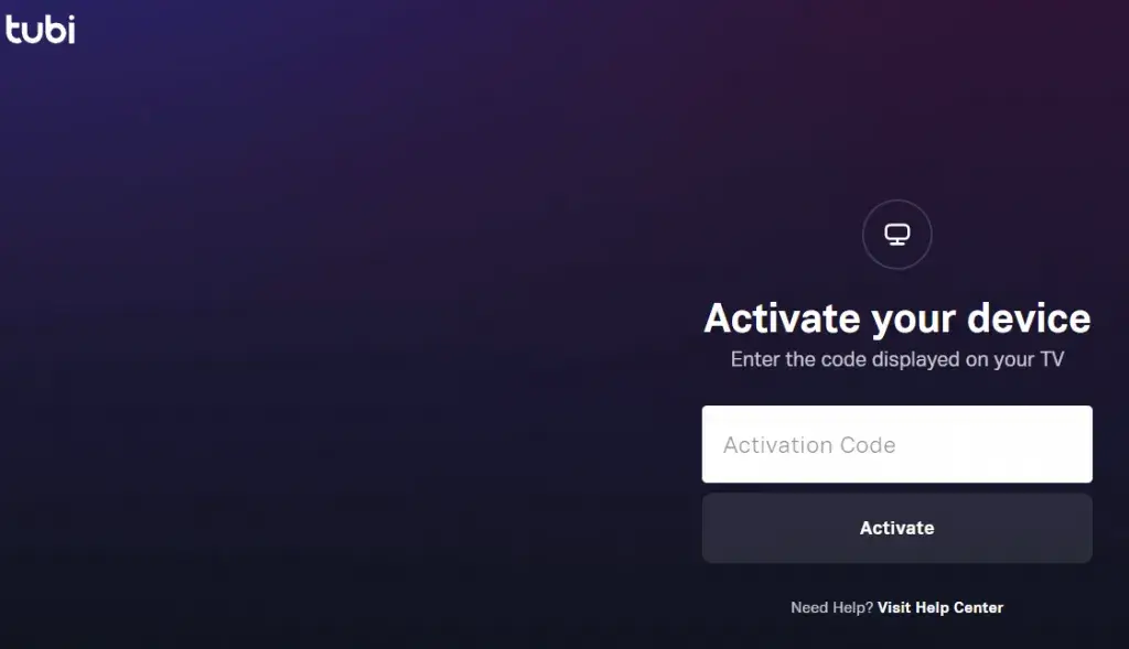 enter the activation code to activate tubi on apple tv