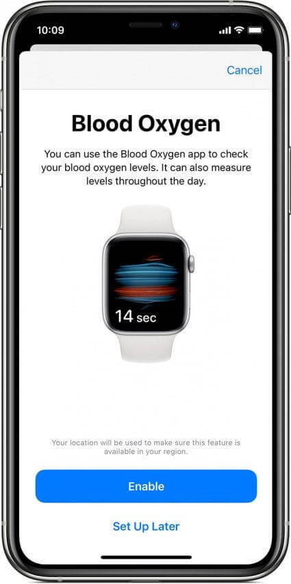enable blood oxygen app on yout iPhone