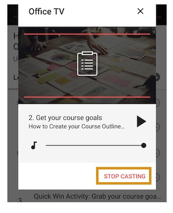 click stop casting from the app screen