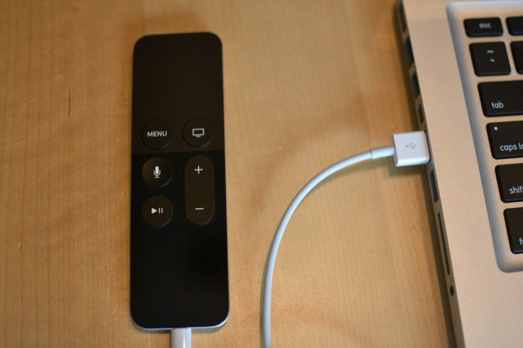 connect your remote to usb power adapter to charge your Apple TV remote