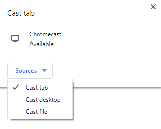 click cast tab from sources drop down 