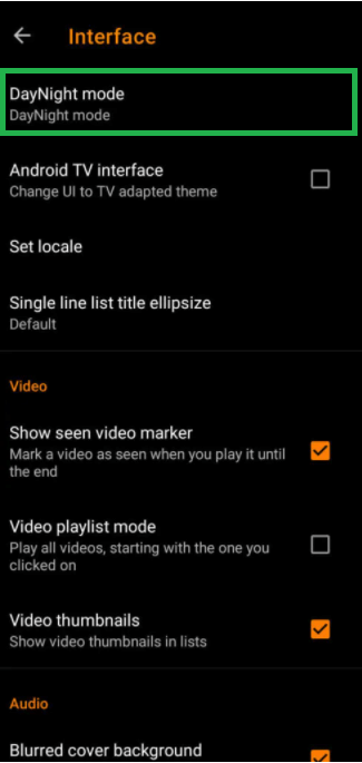 click on daynight mode under interface