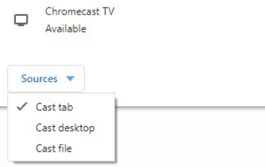 click cast tab from sources drop down 