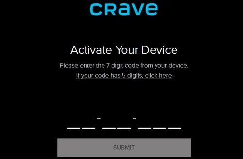 enter the activation code to activate Crave on Firestick 