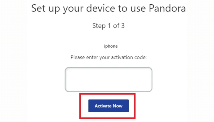 enter the activation code to activate pandora on apple tv 