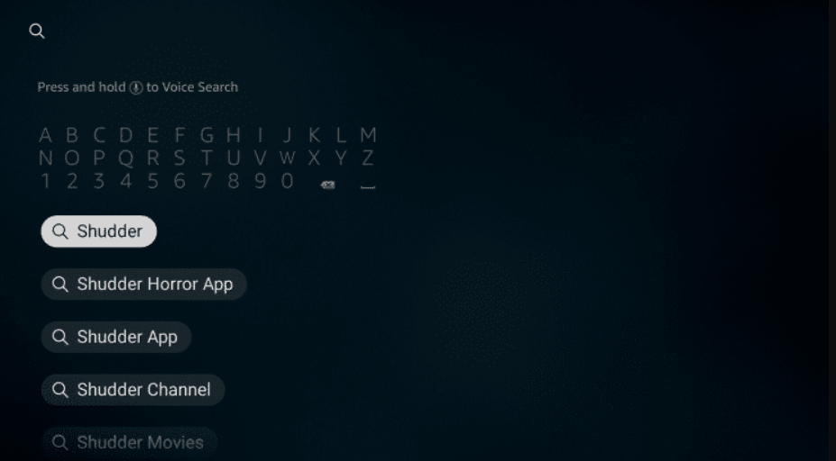 search for shudder app on the device 
