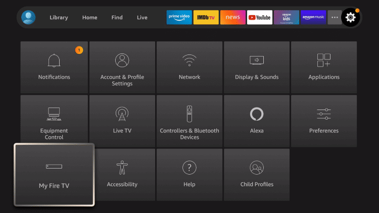 select my fire tv under settings 