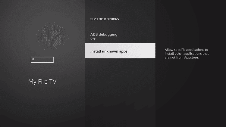click install unknown apps to install Shudder on Firestick