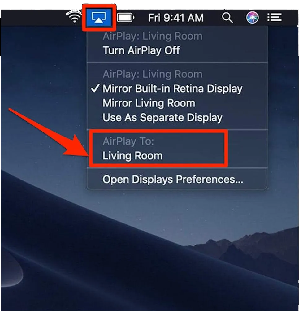 Airplay Mac screen to Apple TV