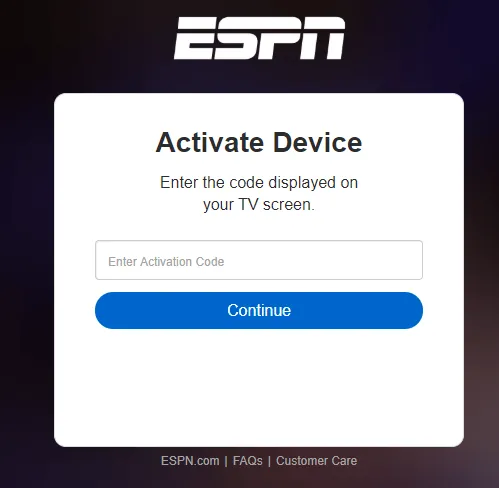 ESPN Activation Website