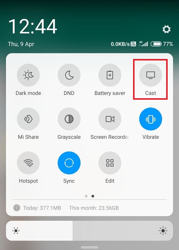 Screen Cast option Android