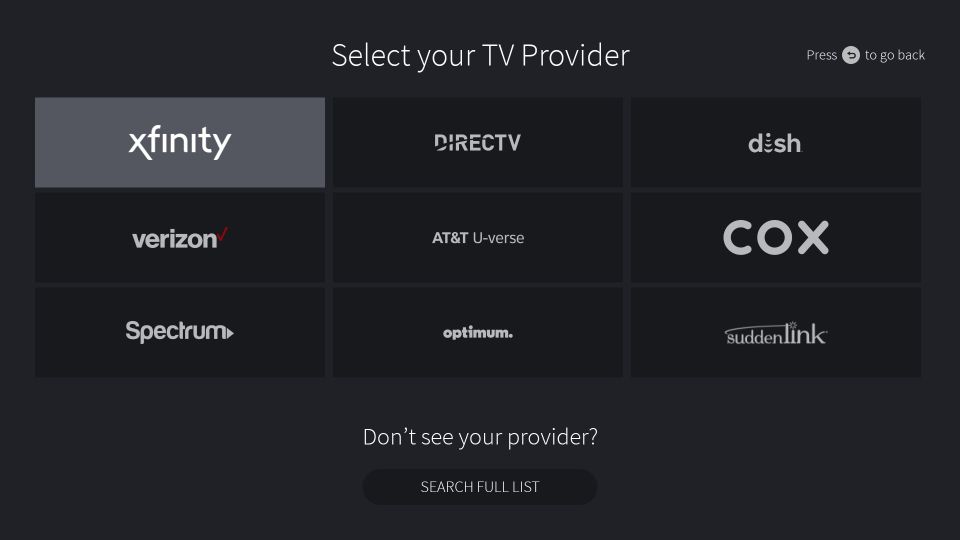 TV service provider list