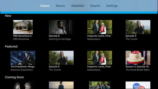 Stream PBS app on Apple TV