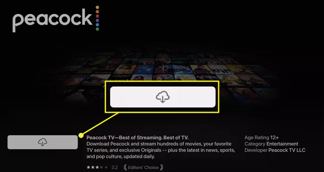 Get icon on Peacock TV app screen