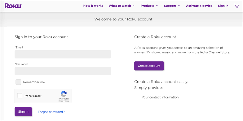 Sign in with Roku account