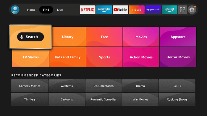 Search option on Firestick