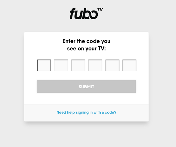 fuboTV activation website.