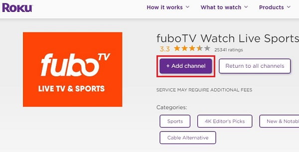 Add fuboTV on Roku