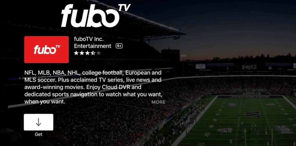 click get to install the fuboTV on Apple TV 