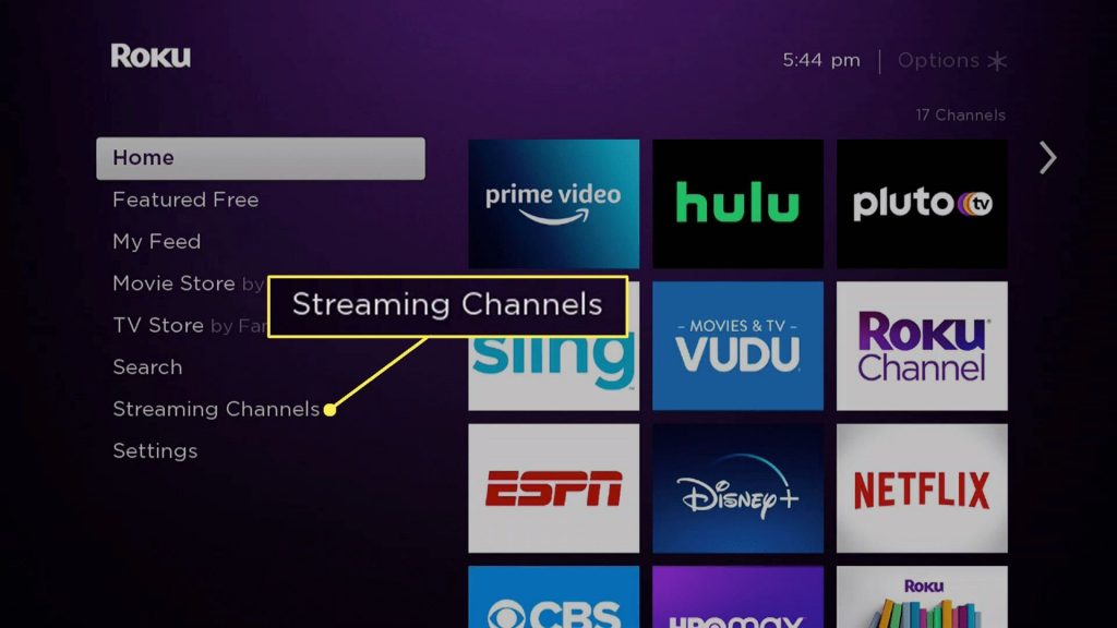 tap on streaming channels from the screen 