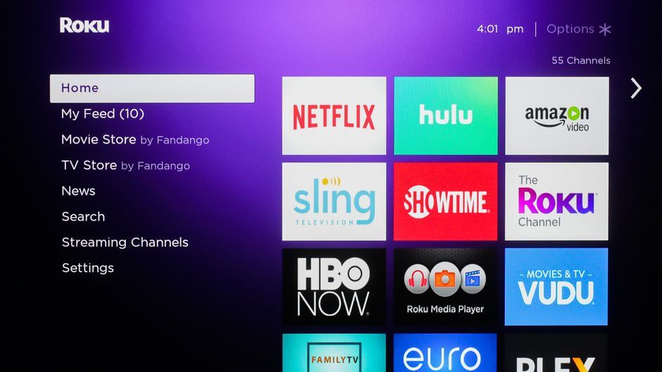 click streaming channels from the screen 