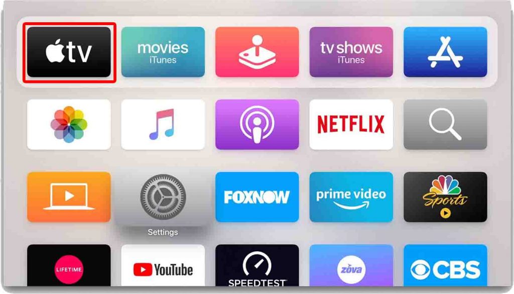 Apple TV homescreen