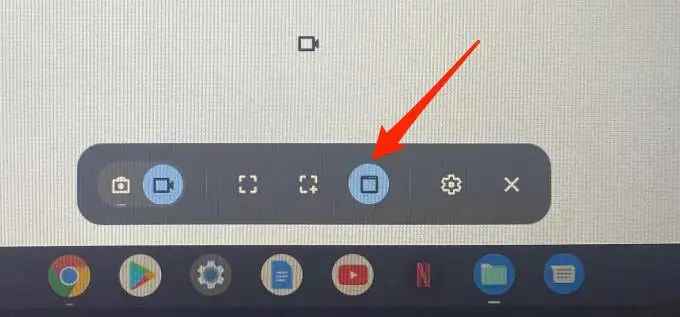 click the record window icon to select the desired area for screen recording 