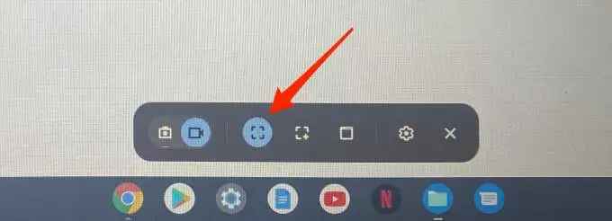 click on the record window option  to screen record on chromebook 