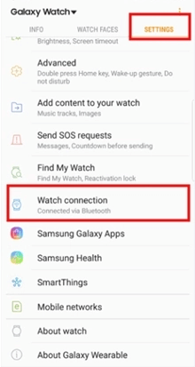Select Watch COnnection to connect Samsung Galaxy Watch to Phone