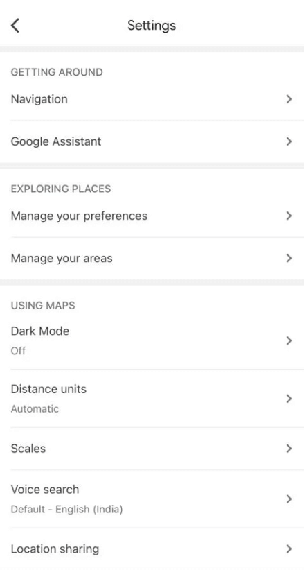 Select Dark Mode on Google Maps app