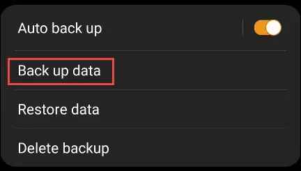 click on backup data 