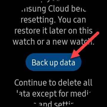 click on backup data to connect samsung watch to phone 