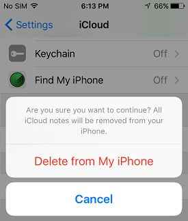 click the delete from my iphone option 