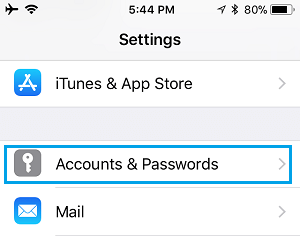 select accounts and passwords to delete an icloud acount 