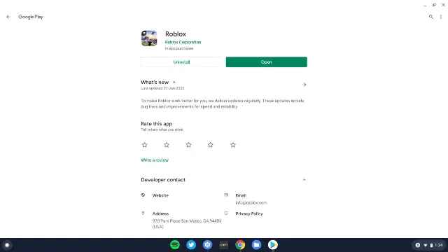 Click Open to launch Roblox to play Roblox on Chromebook
